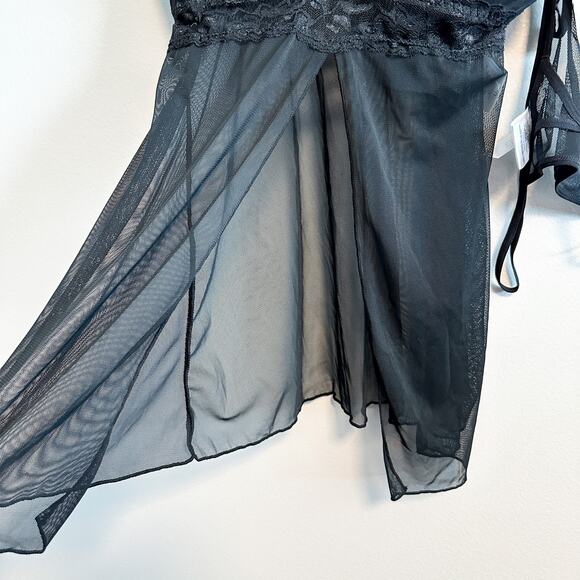 Flora by Flora Nikrooz Black 2-Piece Babydoll & Short Lingerie Set NWT Size L - Picture 7 of 13